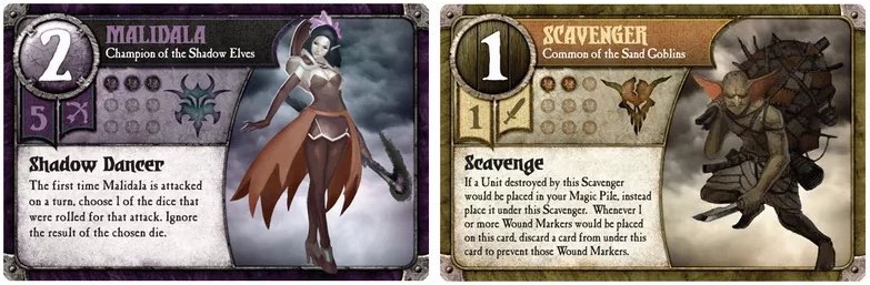 Two first edition cards from different factions